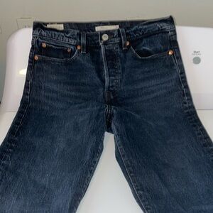 Levi’s black cropped raw hem wedgie jeans. Size 28. $40 OBO.